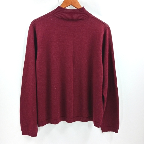 Harve Benard Burgundy Boxy Mock Neck Lightweight Wool‎ Sweater - Picture 4 of 7